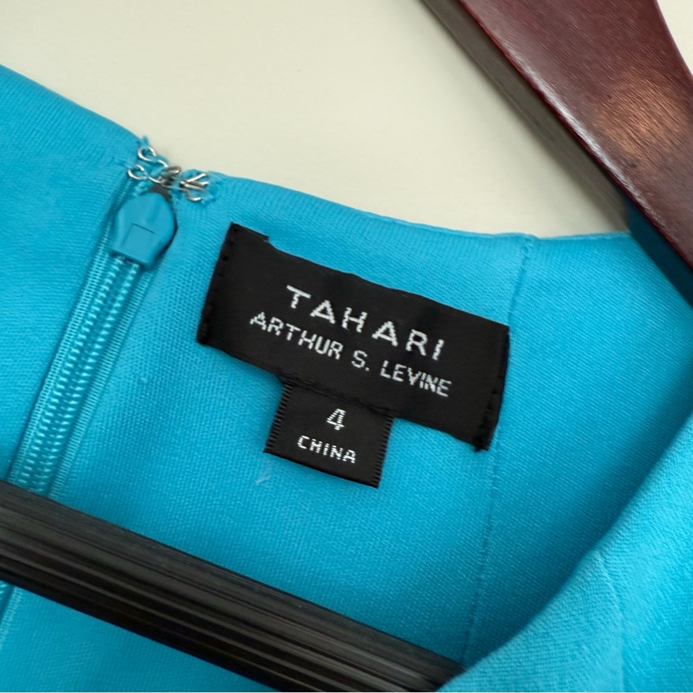 Tahari ASL Blue V-Neck Sheath Dress Midi Work - Picture 4 of 13